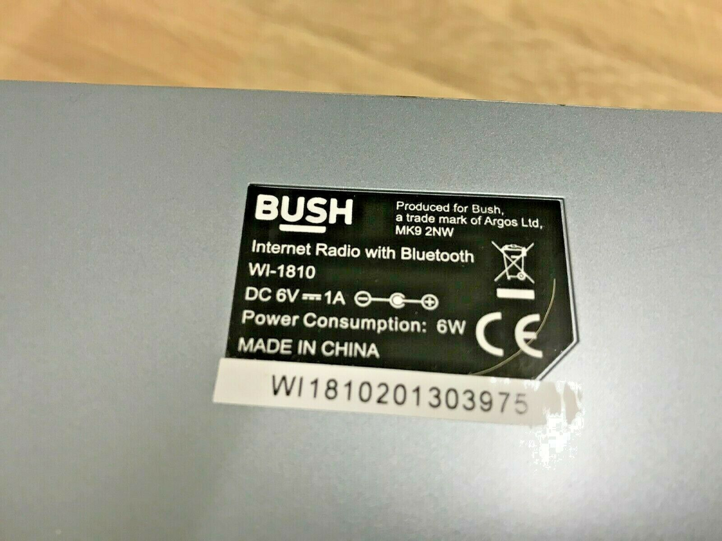 Bush WIFI Internet Radio RDS Stereo Bluetooth Digital Mains 3W RMS Sleep Timer