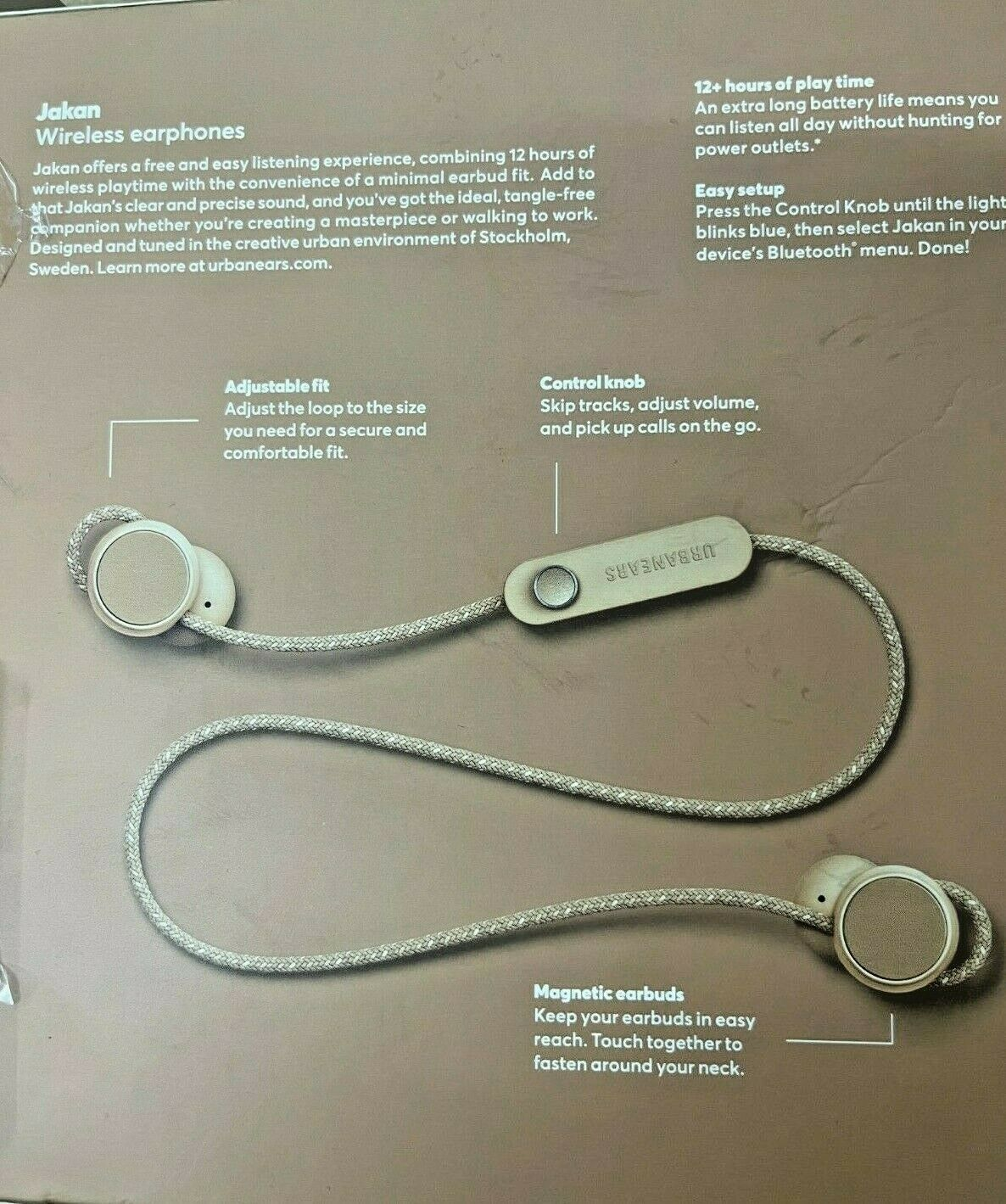 Urbanears Jakan Wireless Earphones Adjustable Control Knob 12+ Hours Playtime