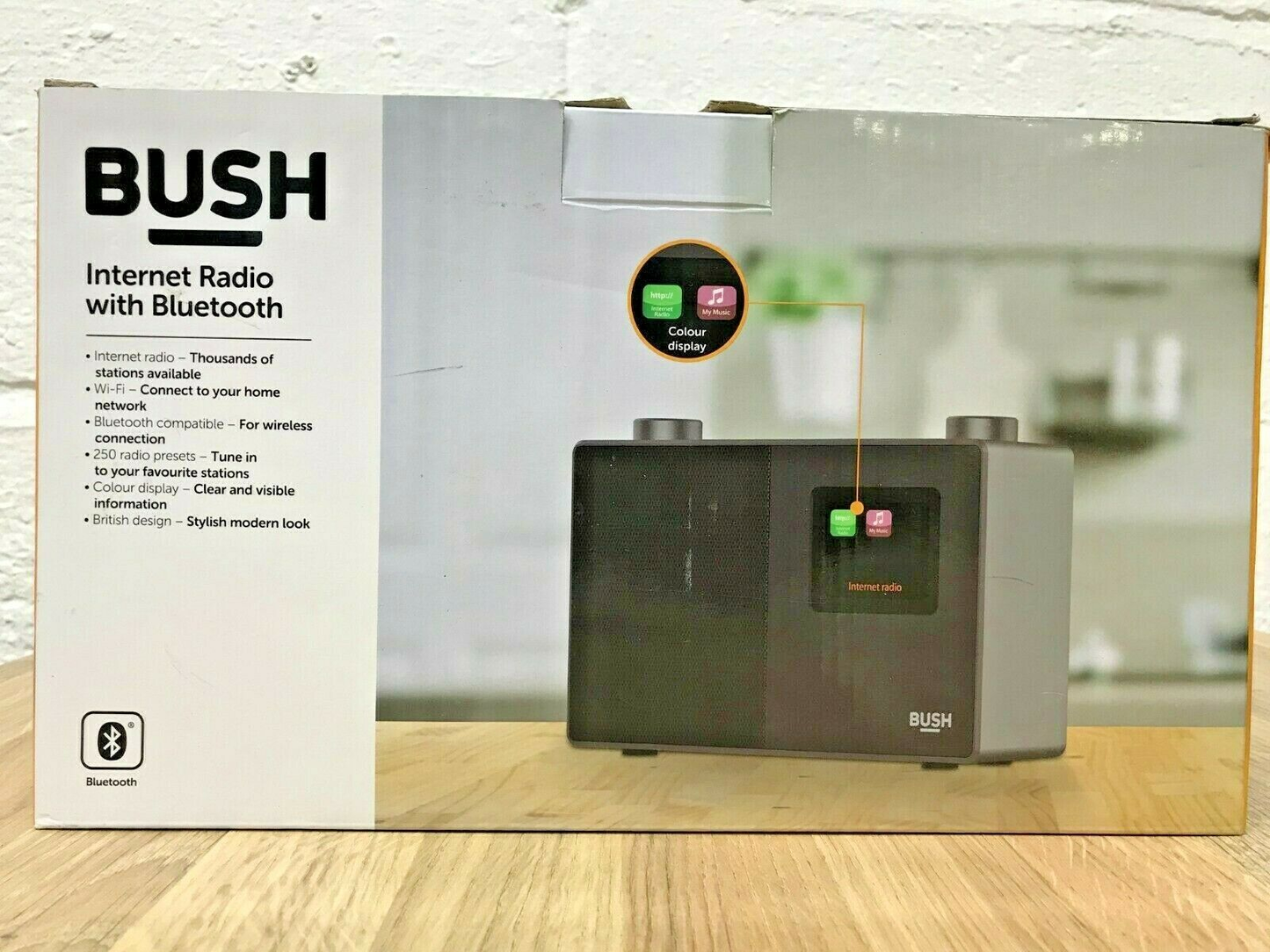 Bush WIFI Internet Radio RDS Stereo Bluetooth Digital Mains 3W RMS Sleep Timer