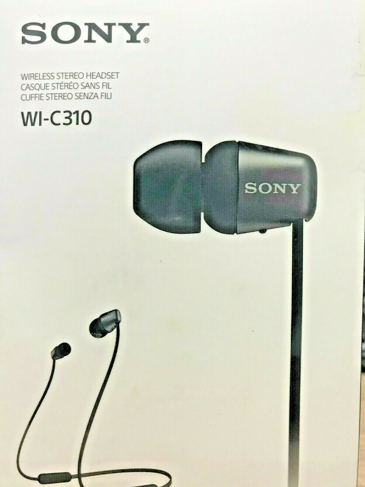 Sony WI-C310 Wireless In-Ear Bluetooth Headphones with Mic Remote Black Android