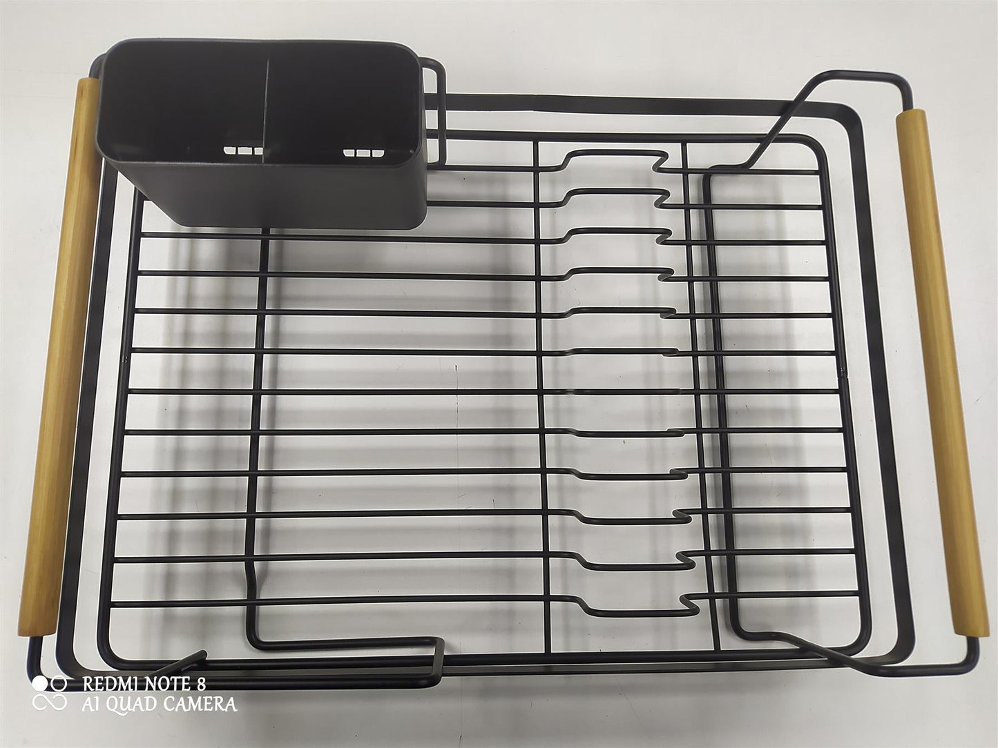 Habitat Wire Dish drainer Kitchen Sink Counter Cutlery Holder Plate Wood&Black