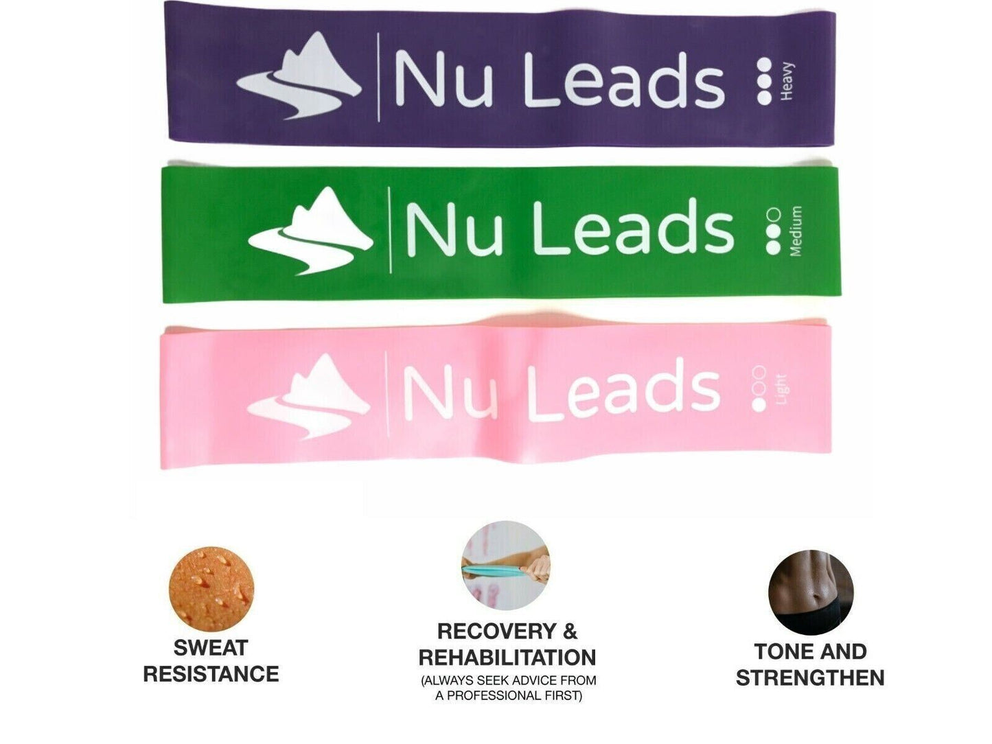 Natural Latex Resistance Bands Exercise Loop Home Gym Fitness Yoga Sports Set x3