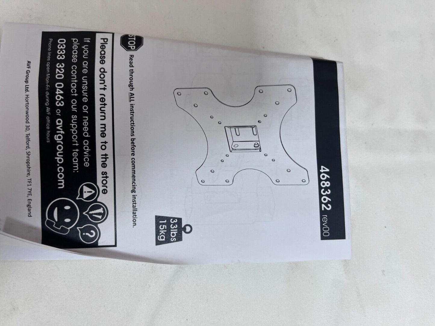 TV Wall Bracket Mount AVF Standard Tilting Up to 40 Inch Monitor Tilt VESA 15KG