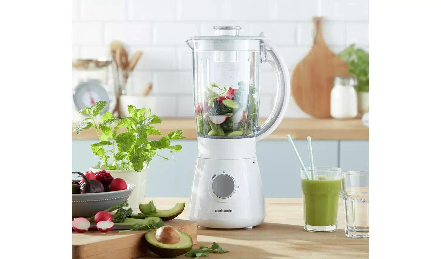 Cookworks Blender 1.5L Plastic Jug Food Processor Mixer Smoothie Milkshake Maker