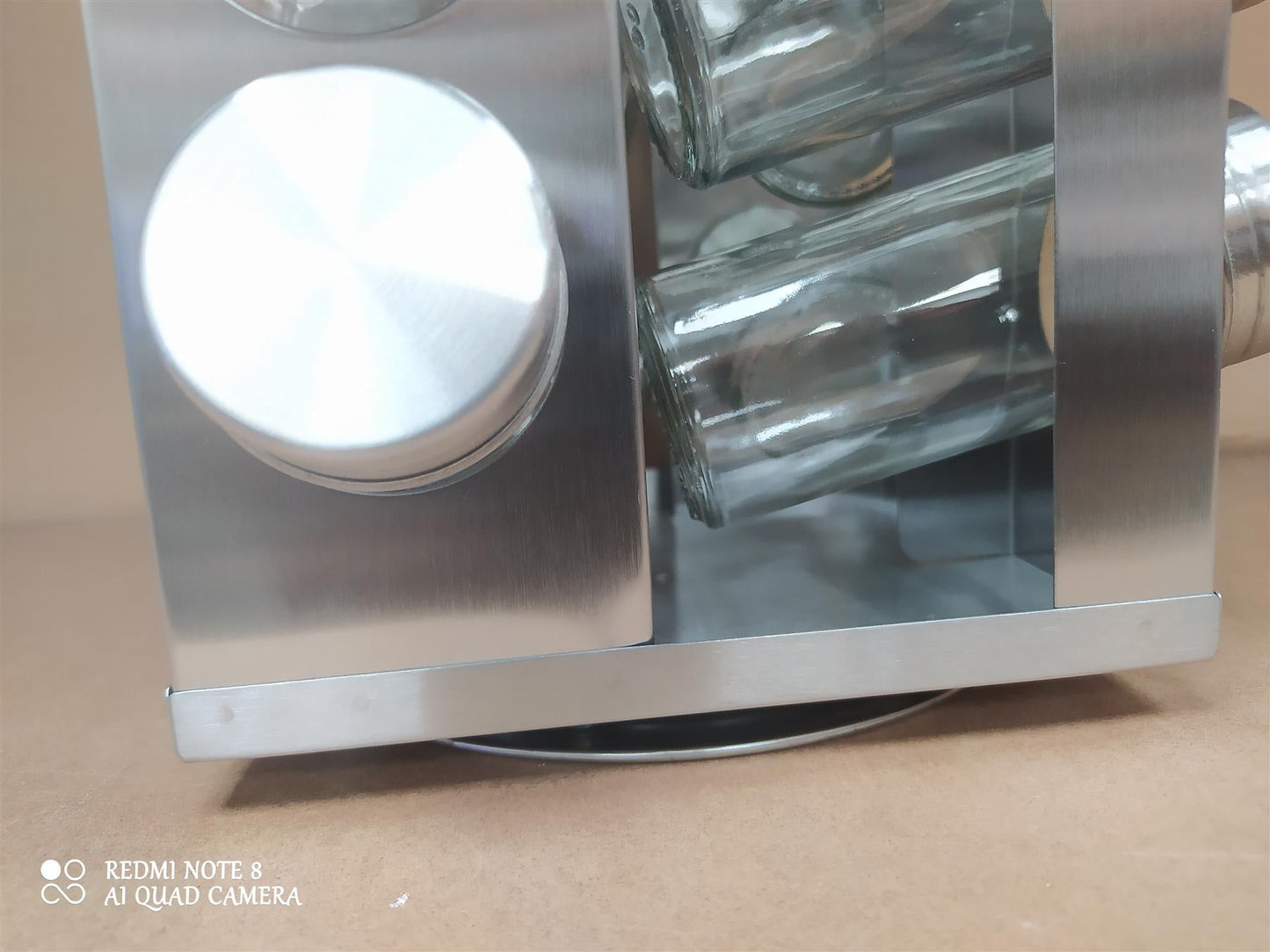 Habitat 15 GlassJar Shaker Carousel Revolving Spice Rack StainlessSteel Counter