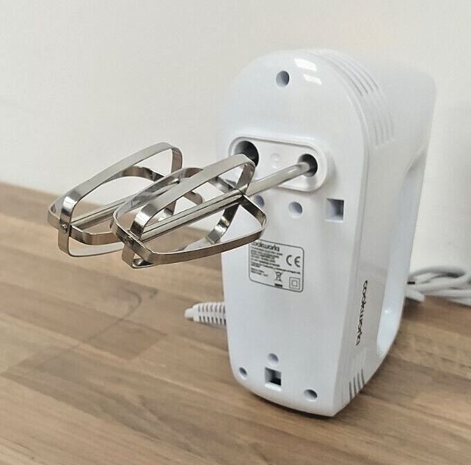 Cookworks Electric Hand held Mixer Whisk Egg Beater with storage dough hook cake