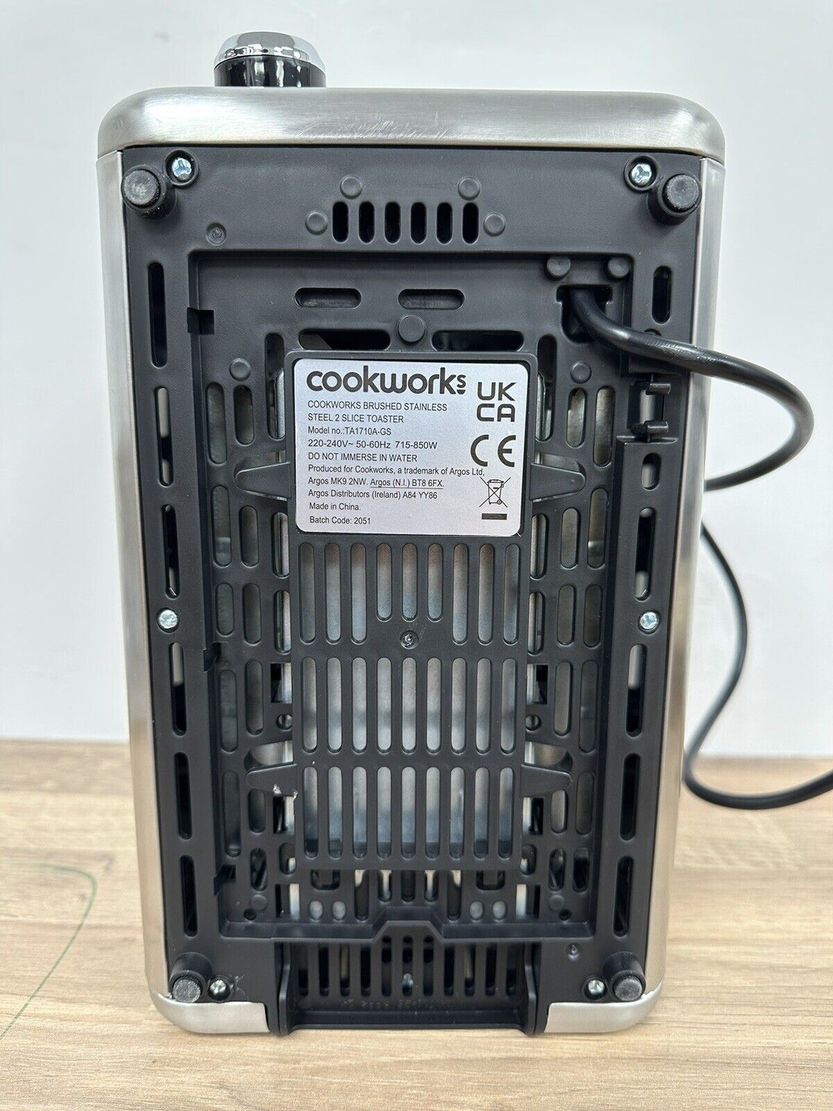 Cookworks 2 Slice Toaster - 7 toast settings Wide slots Brushed Stainless Steel