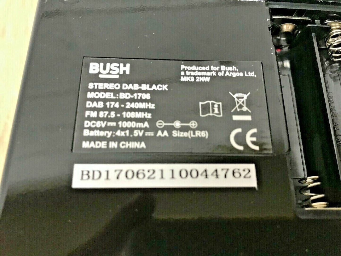 Bush Portable DAB FM Digital Radio RDS LCD Mains Battery Sleep Timer Alarm Scan