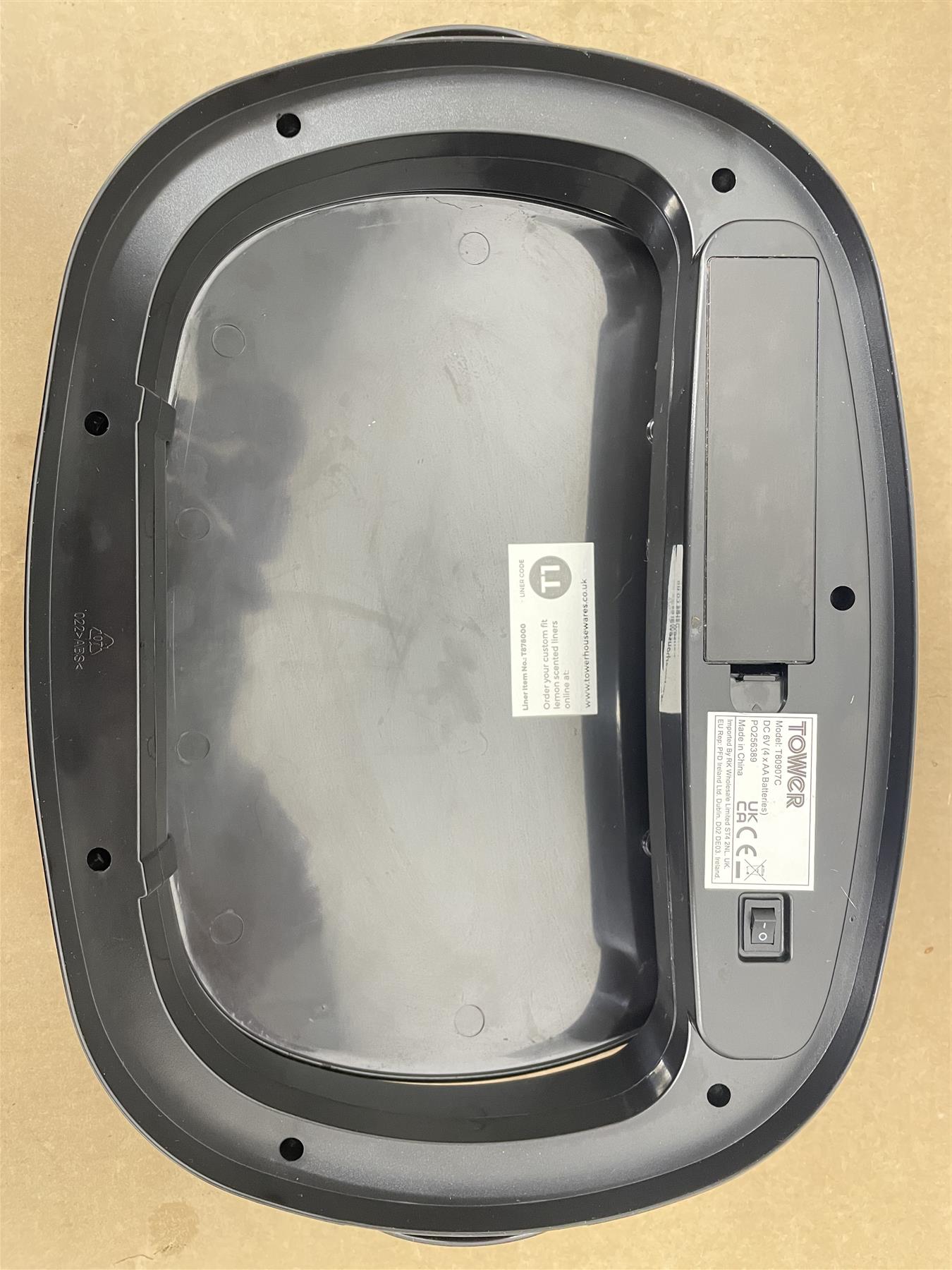 Tower Recycling 42 Litre Square Sensor Bin lid automatically opens - Cream