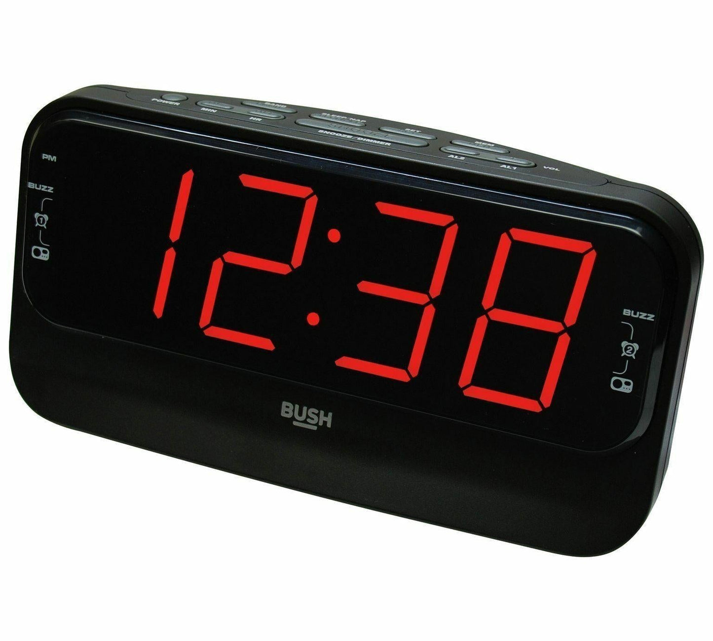 Bush Alarm Clock AM FM Radio Dual Large Sleep Timer Snooze LED Display Bedside