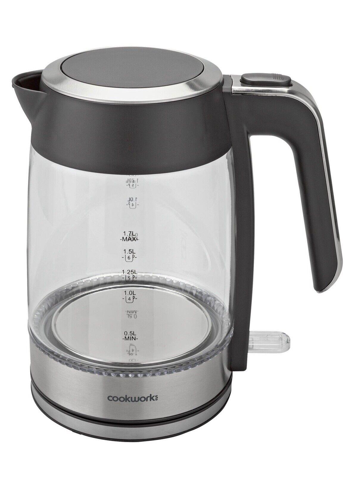 Cookworks Kitchen Electric water boil Illuminating Kettle Glass&Stainless Steel