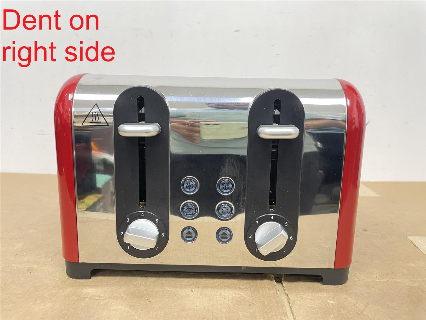 Russell Hobbs Worcester Toaster 4 Slice Red  Extra Wide Stainless Steel Defrost