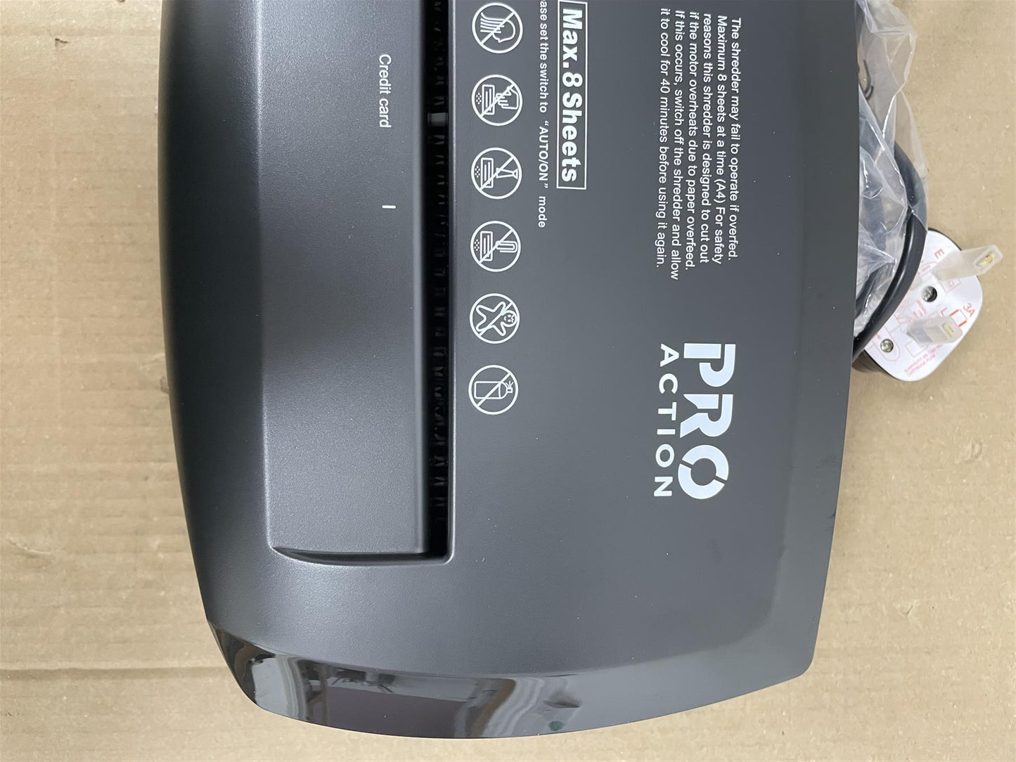 ProAction Paper Shredder Micro Cut 15 Litre Cross Cut A4 Auto on Reverse 8 Sheet