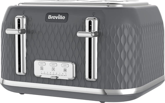 Breville VTR013 Curve 4 Slice Toaster Extra Wide Bagel Slots - Grey and Chrome