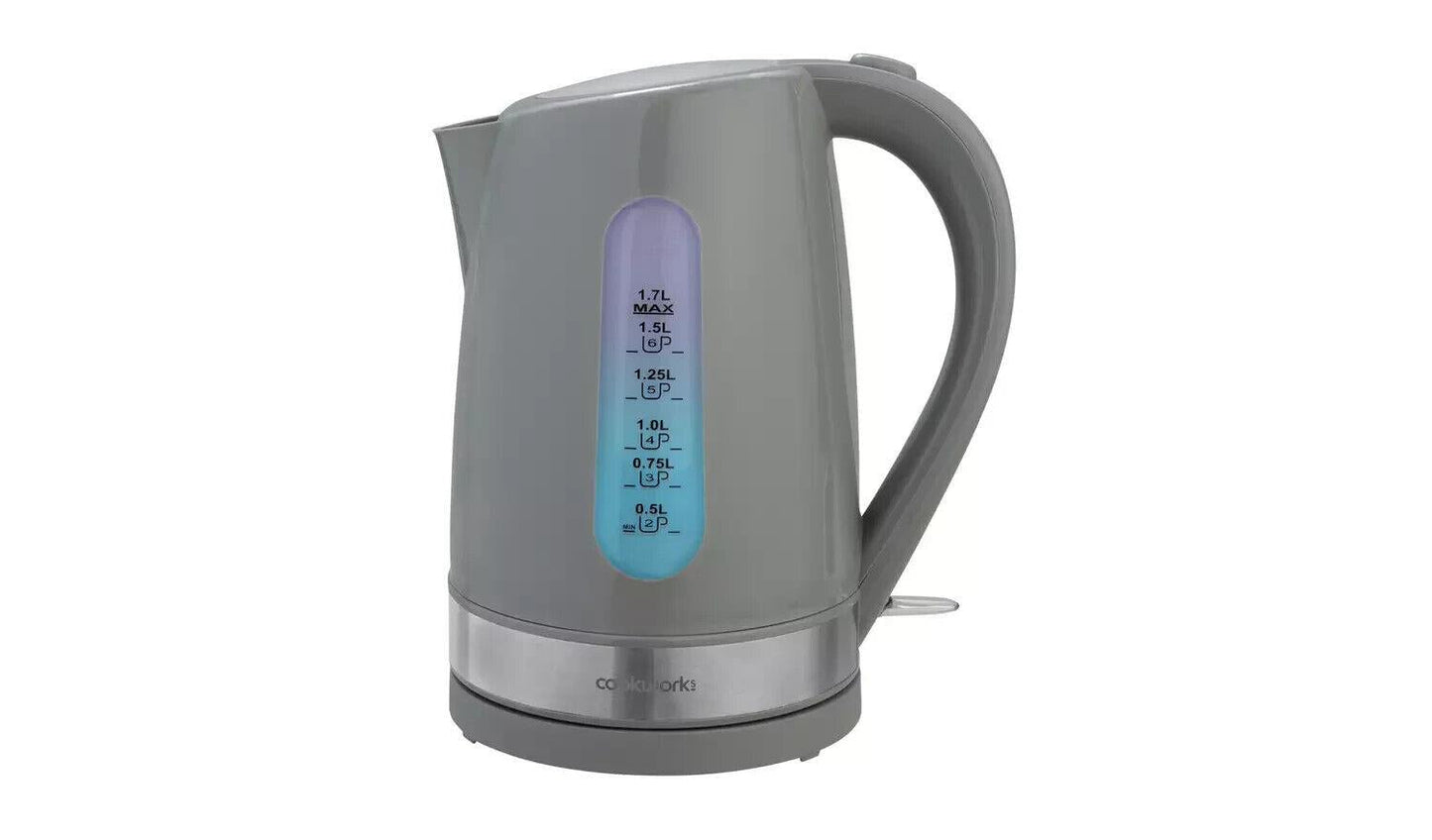 Cookworks Plastic Illuminated Kettle - Grey | Stylish and Efficient Boiling