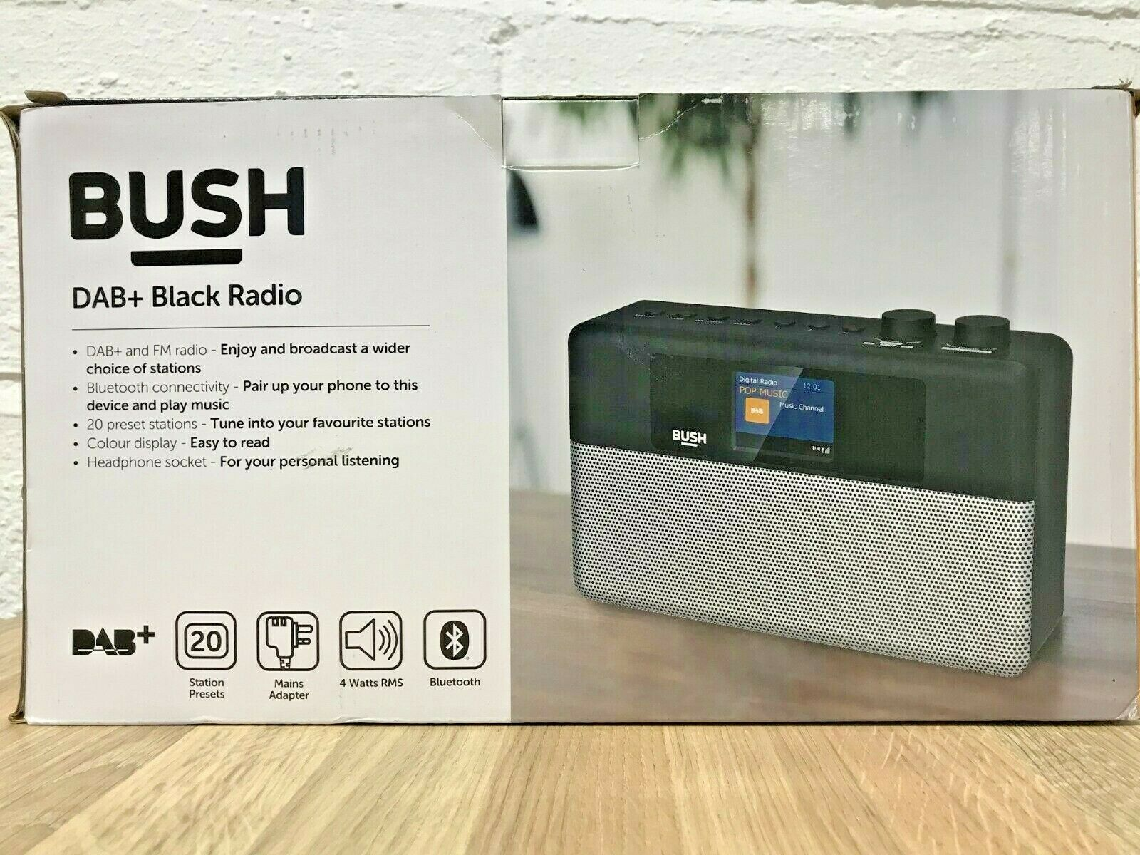 Bush Portable Bluetooth Digital DAB+ FM Radio Mains Battery Sleep Snooze 4W RMS