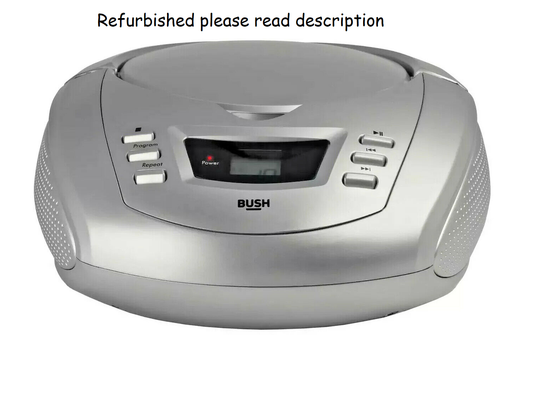 Bush Stereo Speaker Audio Boombox Portable CD Player FM AM Radio Tuner Silver