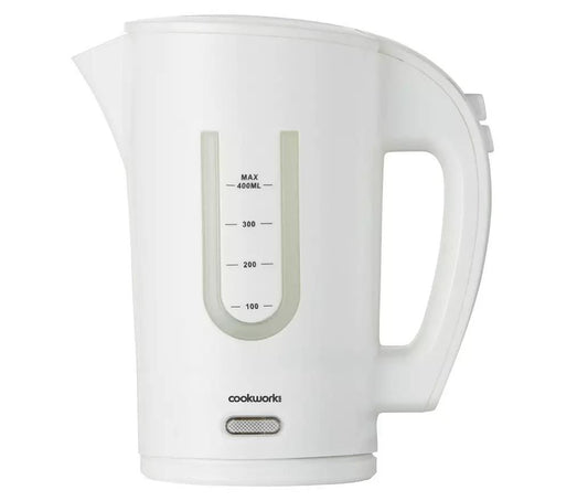 Cookworks Travel Kettle Boil Dry Protection with cups works worldwide - White