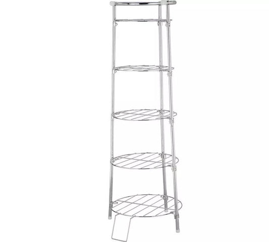 Home 5 Tier Circular Chrome Pan Stand Saucepan Pot Rack Storage Shelf Unit