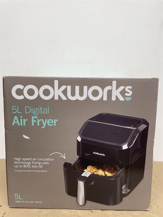 Cookworks 5L Air Fryer With 10 cooking programmes 1600 watts96D 5L Air Fryer-black