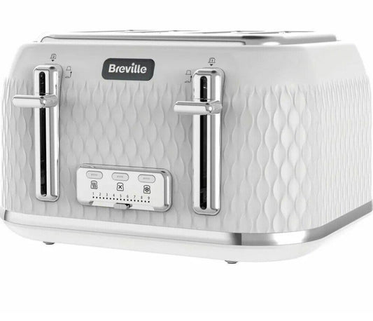 Breville Toaster VTT911 Curve 4 Slice Electric 9 settings classy White & Chrome