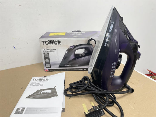 Steam Iron 2600W, Tower T22011 CeraGlide Ceramic Soleplate Ultra speed - Purple