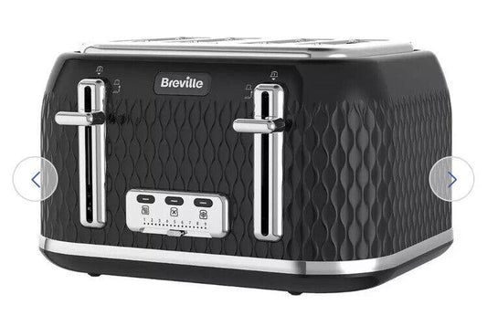 Breville VTR013 Curve 4 Slice Toaster Extra Wide Bagel Slots - Black and Chrome