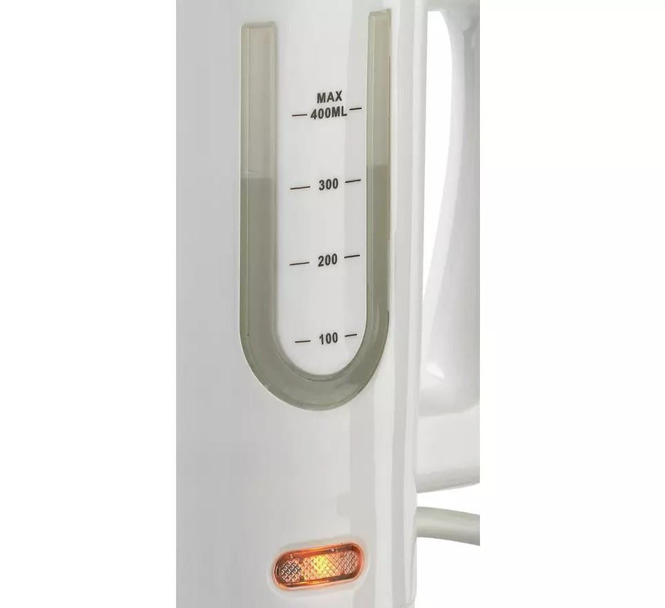 Cookworks Travel Kettle Boil Dry Protection with cups works worldwide - White