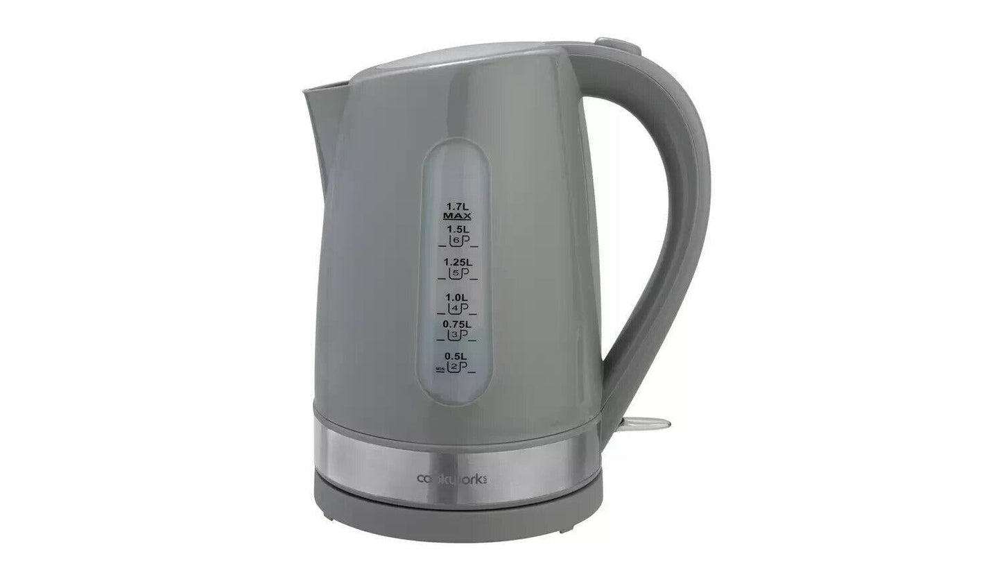 Cookworks 1.7L Plastic Water Rapid Boil Blue Illuminated Electric Kettle - Grey