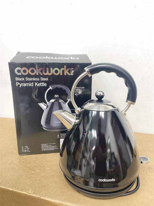 Cookworks Pyramid Kettle Automatically Switching Off - Black 1.7 Litre