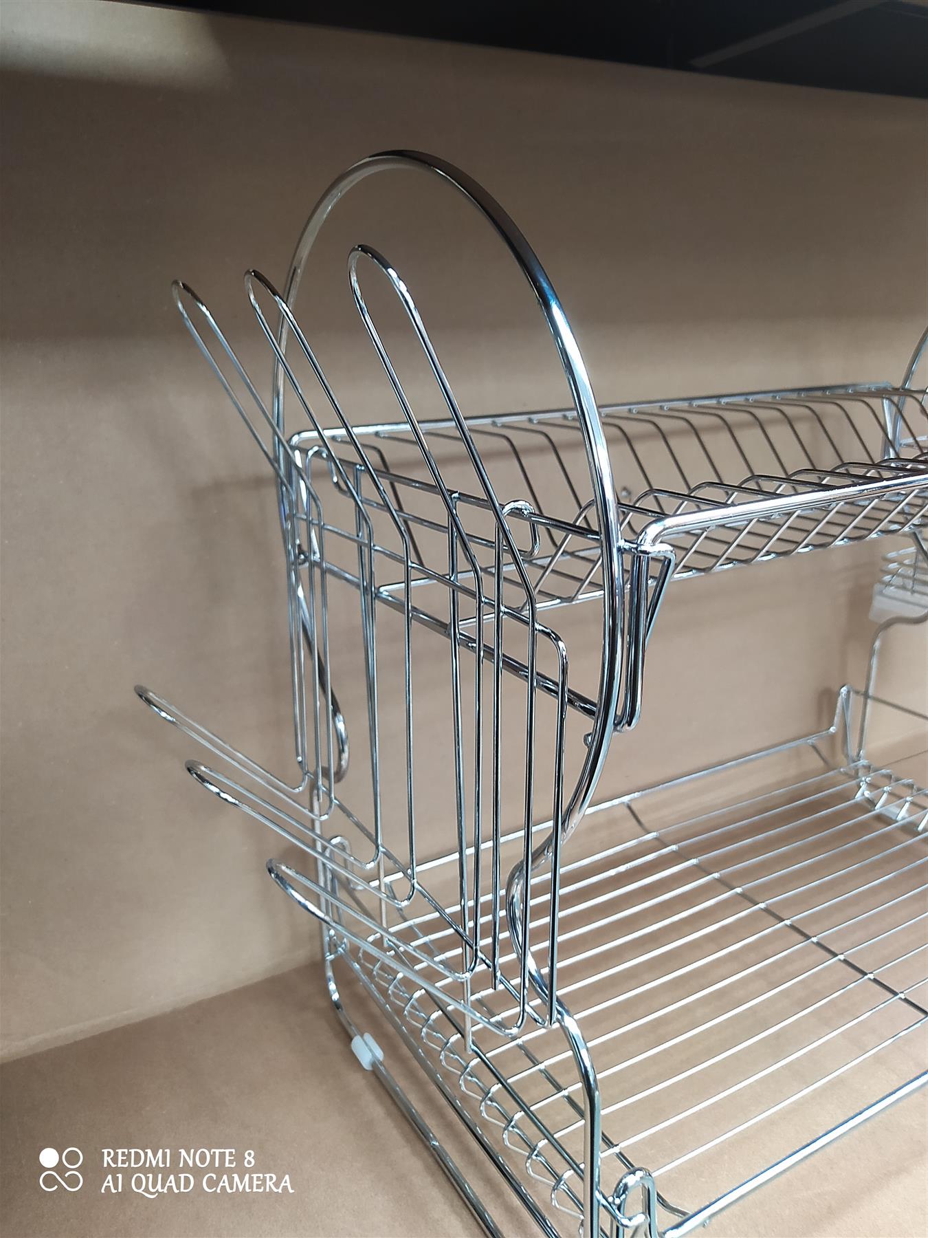 Home 2 Tier Wire Dish Drainer Kitchen Sink Drying Rack Bowl Plate Holder Silver