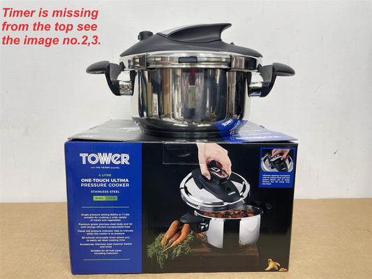 Tower One-Touch Ultima 4L Stainless Steel Pressure Cooker