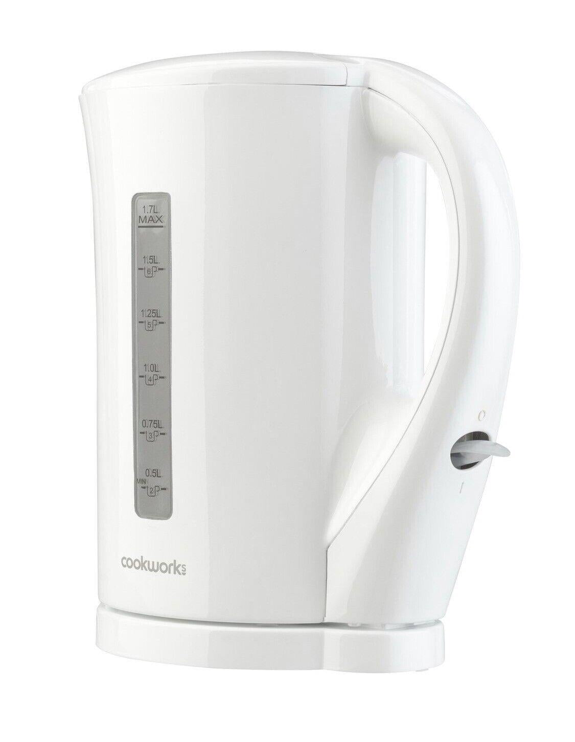 Cookworks 1.7L Kitchen Plastic Water Rapid Boil Electric Kettle 2200W - white