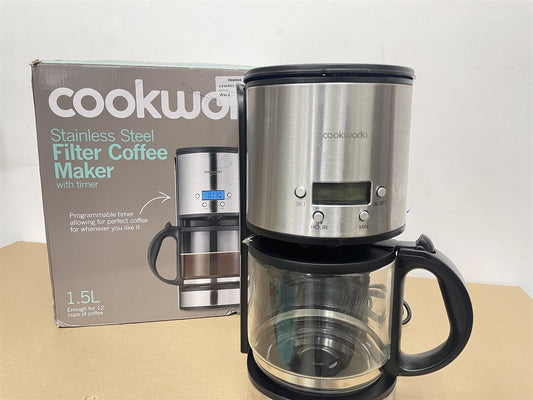 Cookworks Stainless Steel Coffee Maker Thermostatic hotplate for even heat distribution