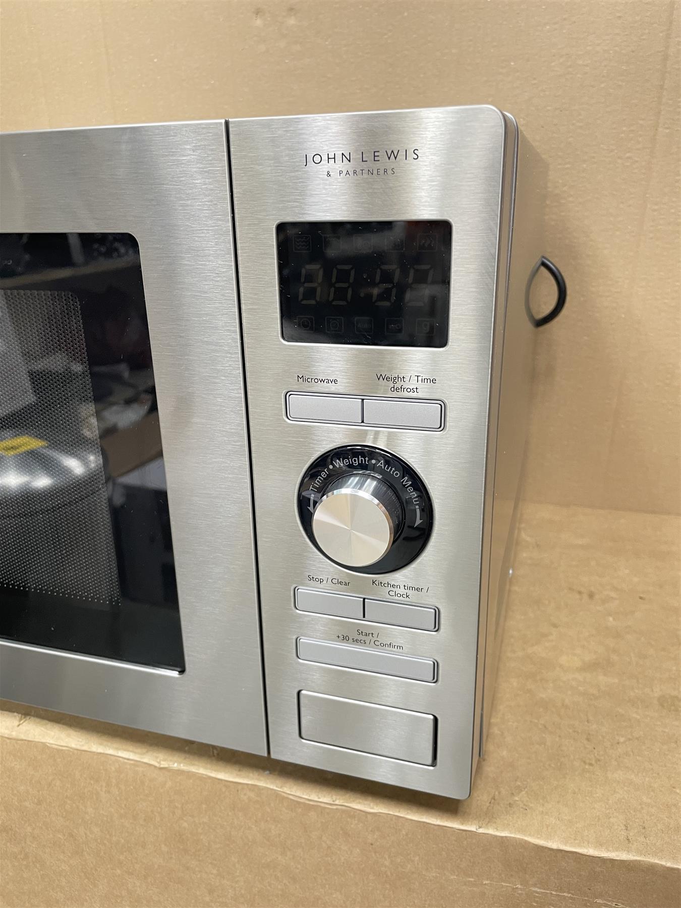 John Lewis JLSMWO09 25 Litre 900W Microwave Auto Defrost And Reheat options