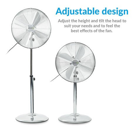 Challenge Electric Chrome Oscillating 3 speed Pedestal Standing Fan 16 Inch