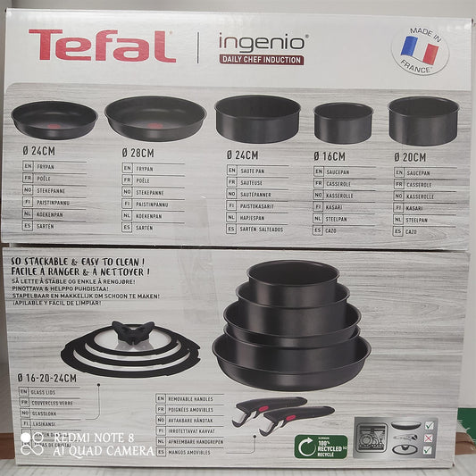 Tefal Ingenio Pan Set Daily Chef 10 Piece Aluminium Handle Lid Non stick Cookware