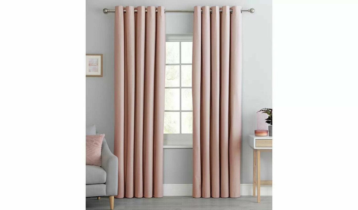 Home Blackout Eyelet Curtain Blush Bedroom Sold By Quality 117Cm X137 cm