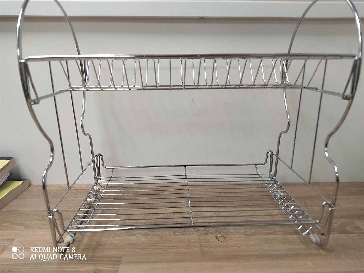 Home 2 Tier Wire Dish Drainer Kitchen Sink Drying Rack Bowl Plate Holder Silver