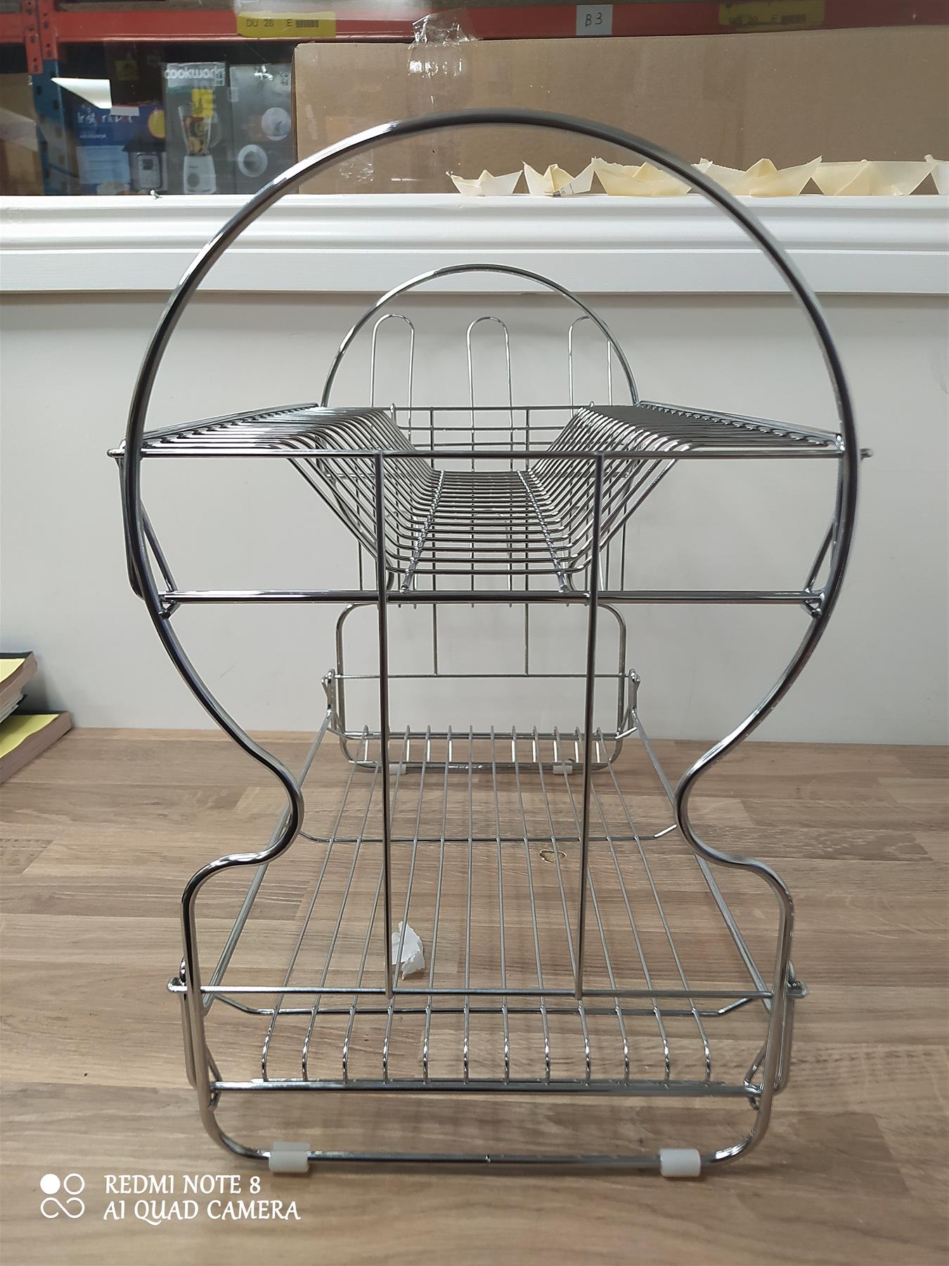 Home 2 Tier Wire Dish Drainer Kitchen Sink Drying Rack Bowl Plate Holder Silver