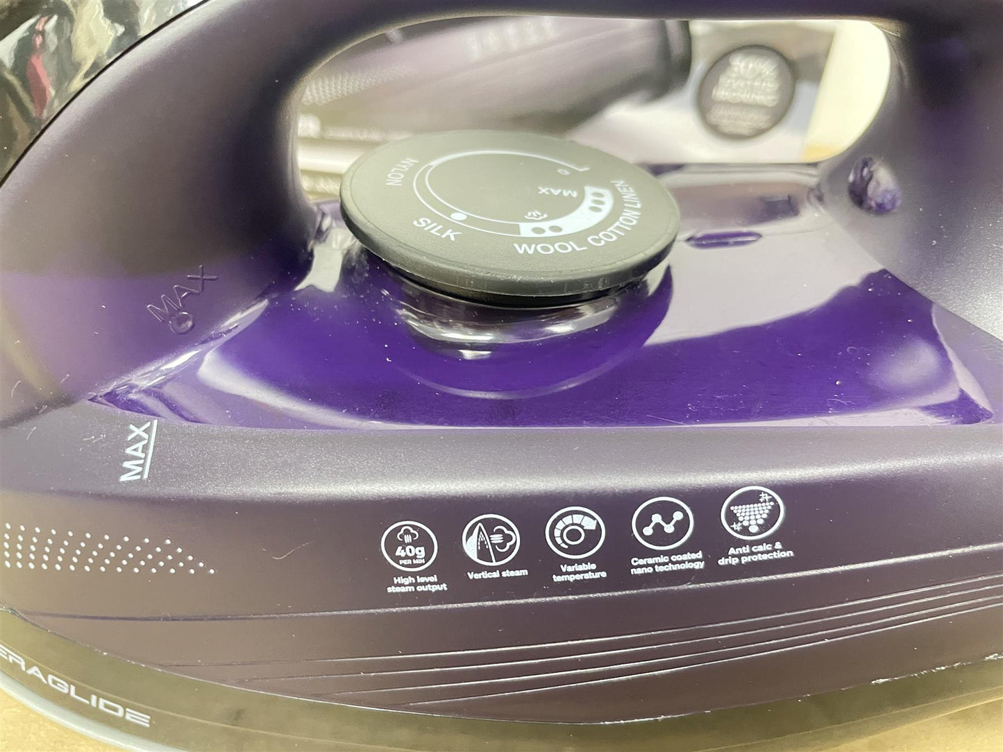 Steam Iron 2600W, Tower T22011 CeraGlide Ceramic Soleplate Ultra speed - Purple