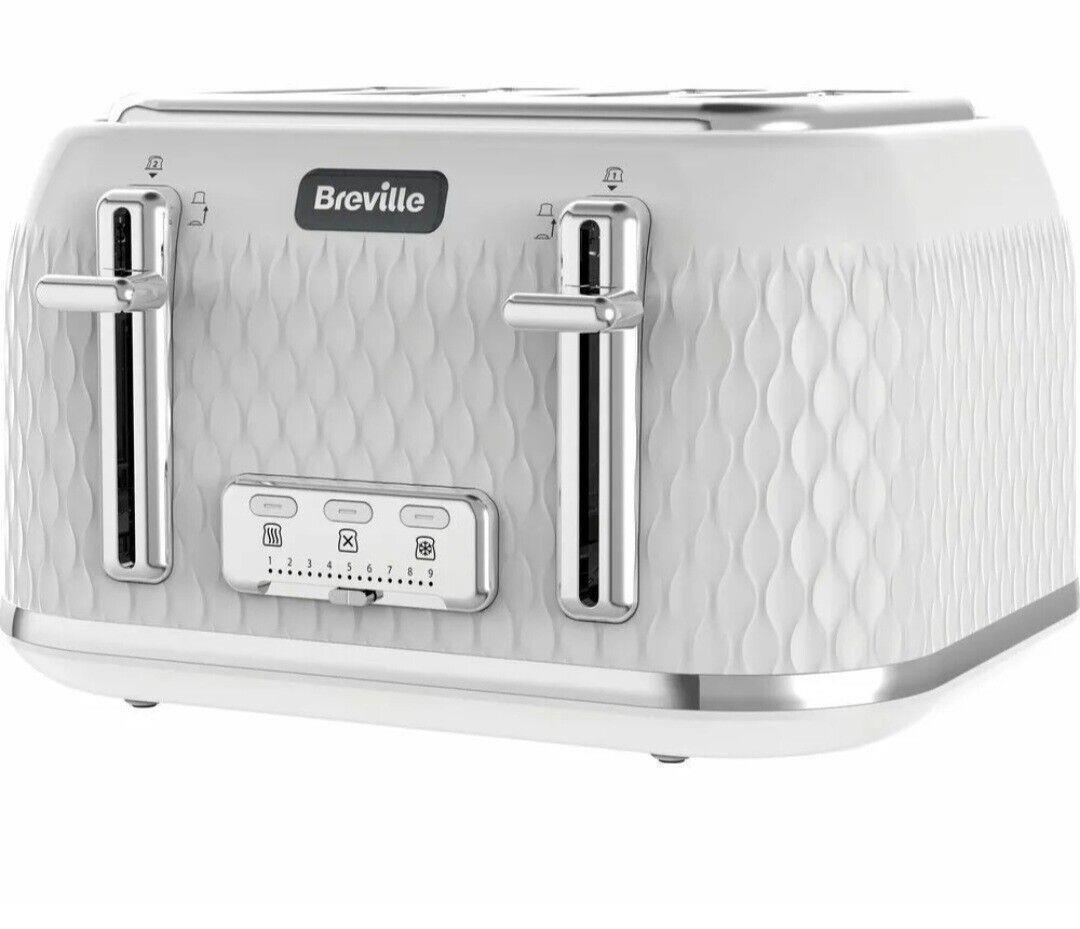 Breville VTT911 Curve 4 Slice Electric Toaster 9 settings classy White & Chrome