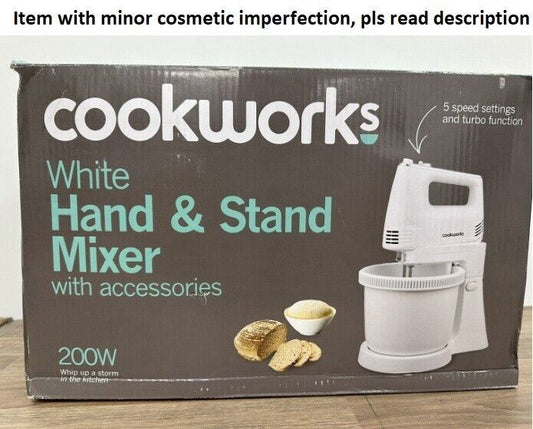 Cookworks Electric kitchen 200W  kitchen 5 Speed Hand and Stand Mixer White