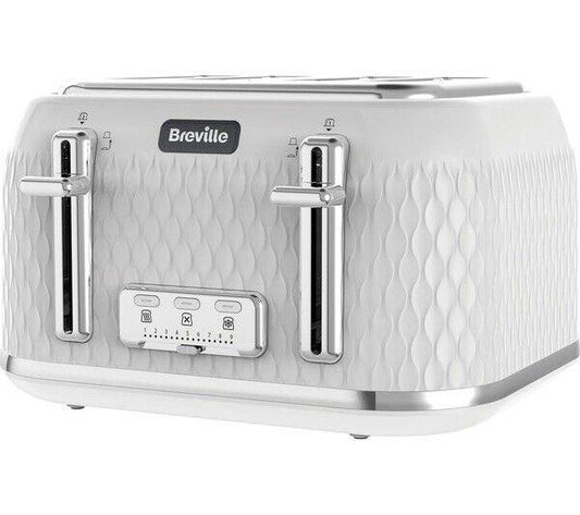 Breville Toaster VTT911 Curve 4 Slice Electric 9 settings classy White & Chrome